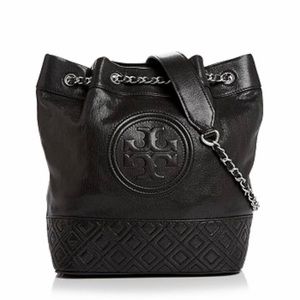 Tory Burch Fleming Leather Bucket-patent leather.